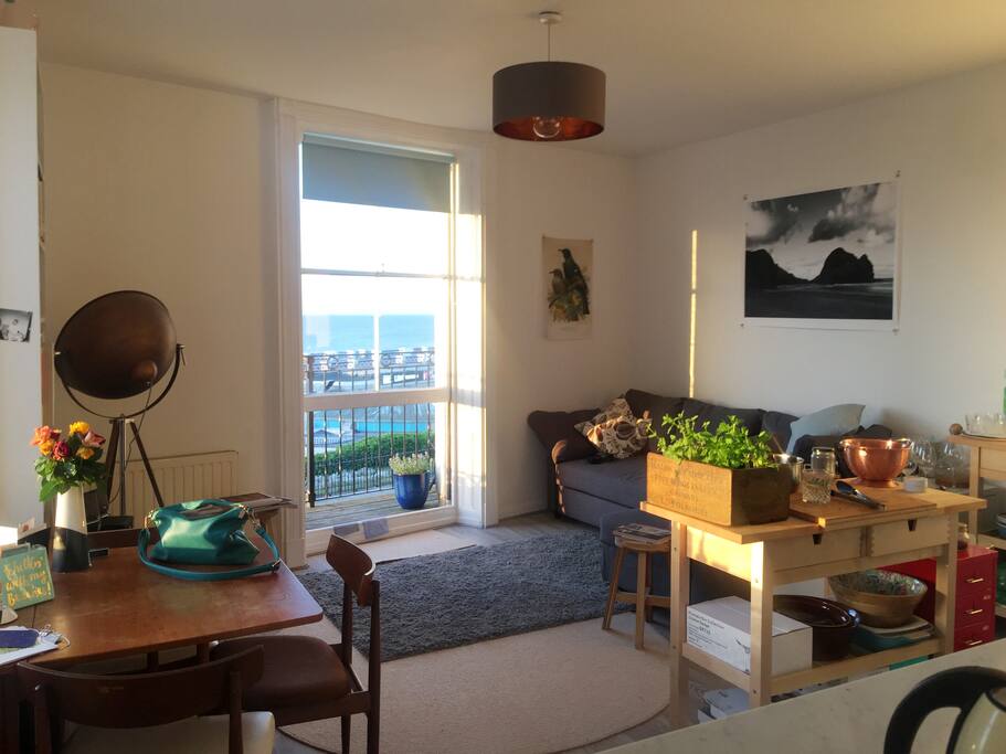 Sun pours into the front room in the late afternoon