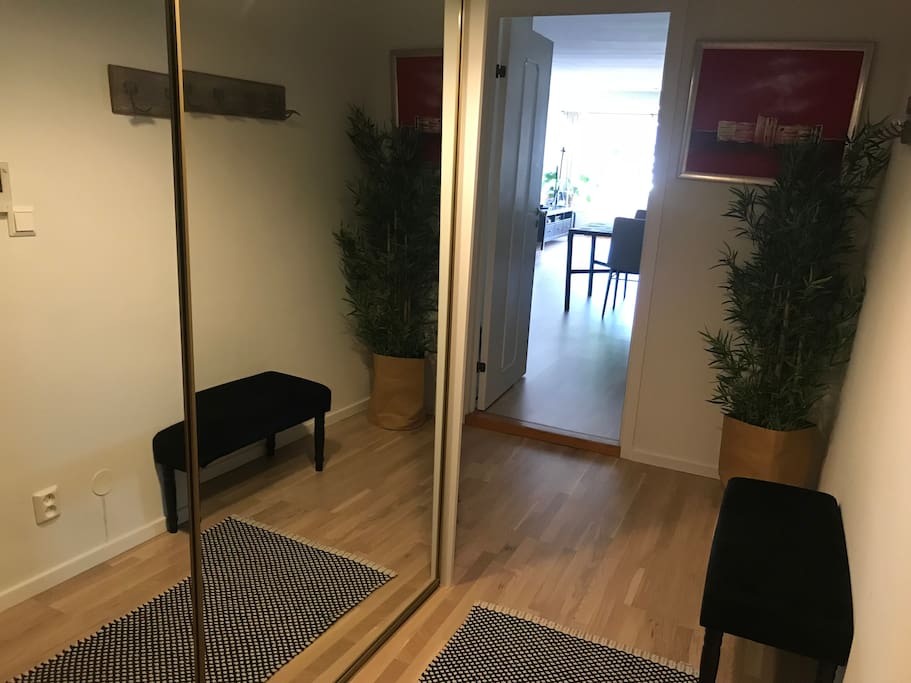 The entrance/hall. Door is to the right, and bathroom to the left.