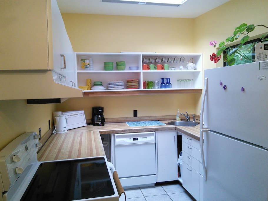 The well equipped kitchen with dishwasher