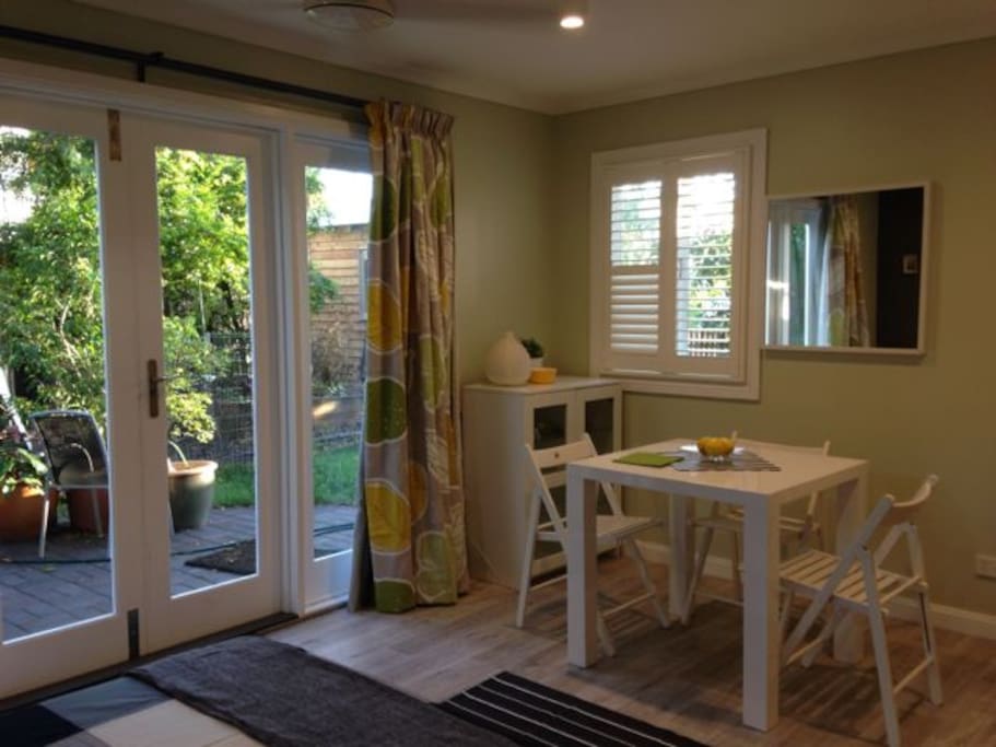 Dining area & shutters to control western sun