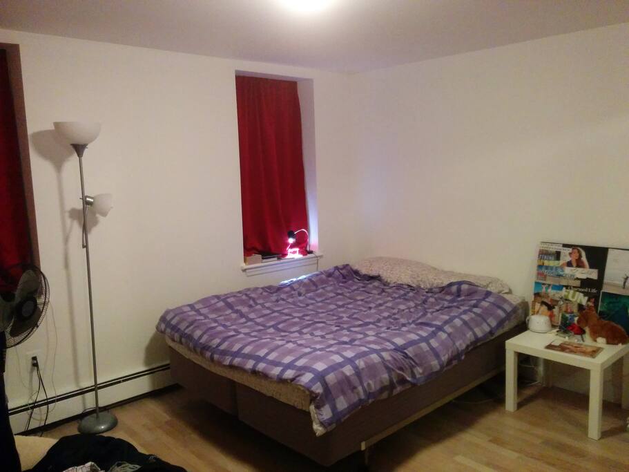 Queen-size bed and huge closet space.