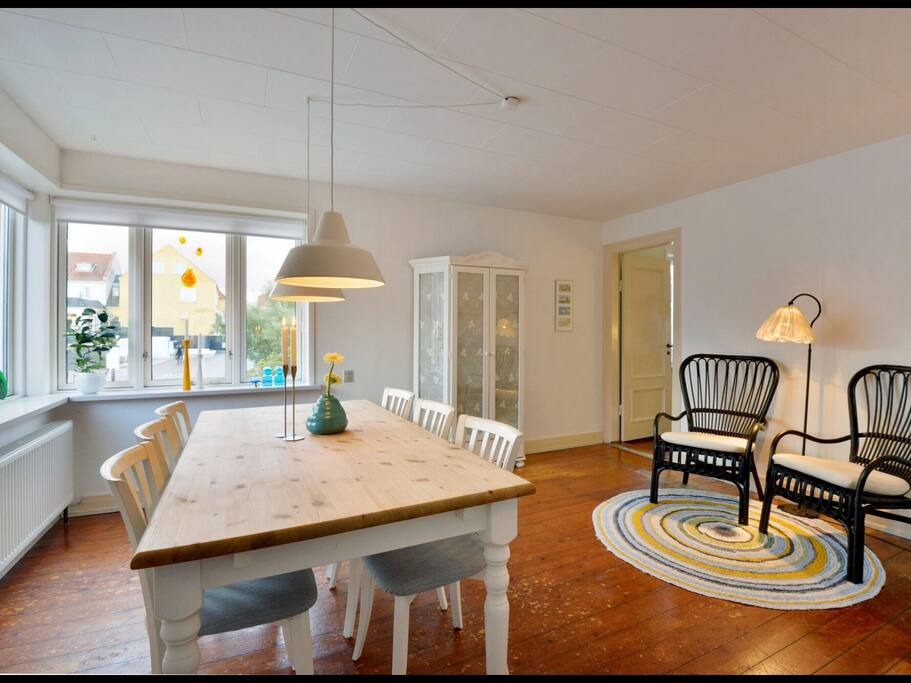 Diningroom with a view down the street.