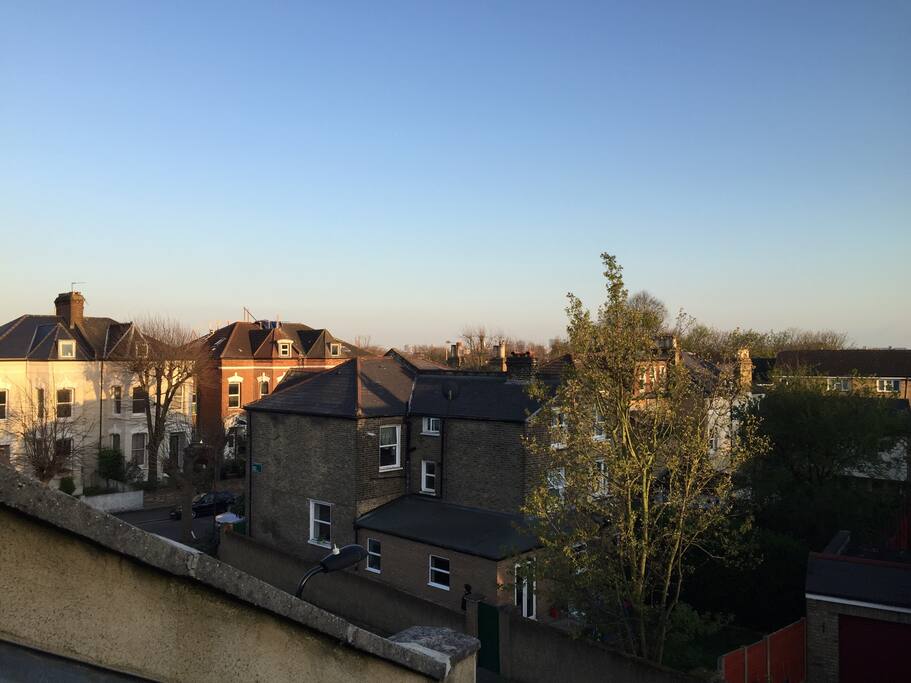 Views over Clapton's rooftops from the velux windows.