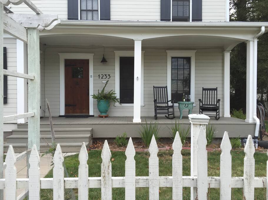 Front porch, a wonderful place to relax and watch the neighbors walk by.