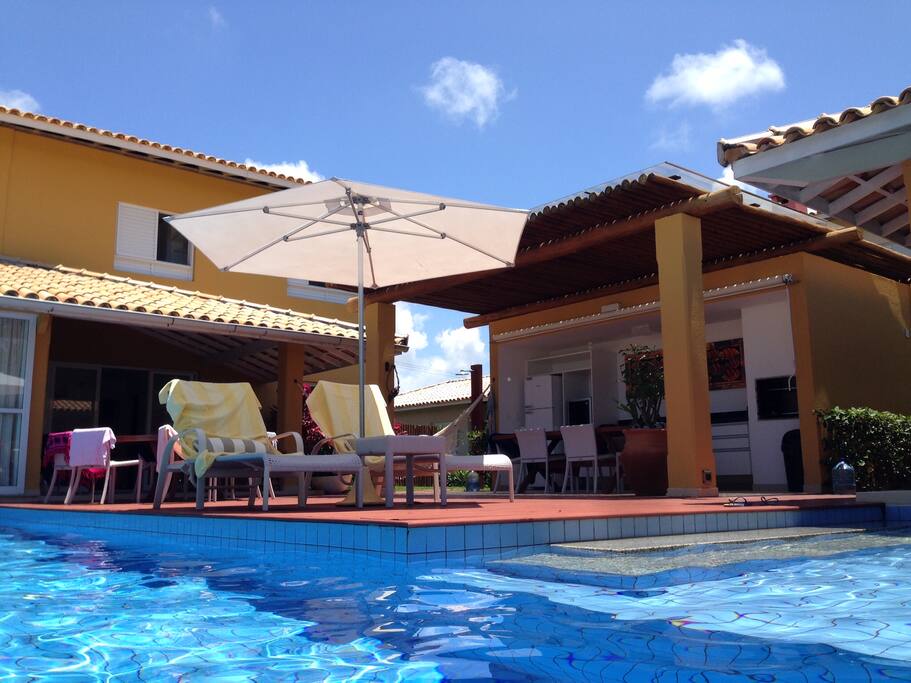 Pool area with outside kitchen & BBQ