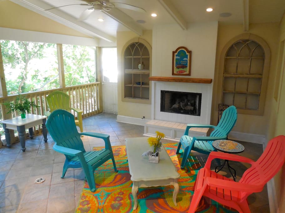 Screened Porch with Fireplace
