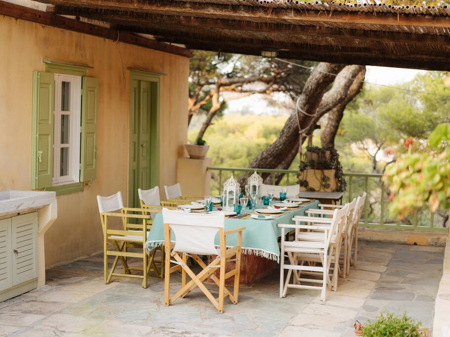 The covered terrace is perfect for long, lazy lunches