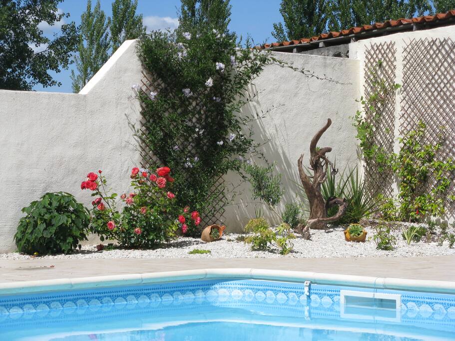 près de la piscine