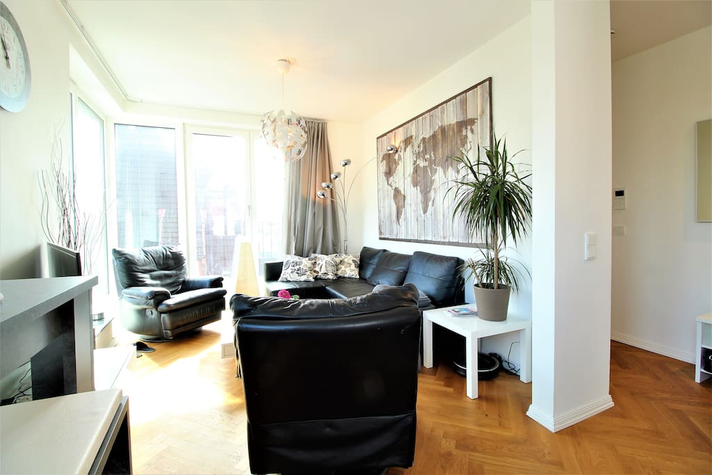 The living room is furnished and decorated with an eye for detail.