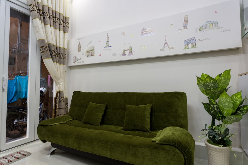 Ground floor with aircon - living room with Sofa Bed convertible