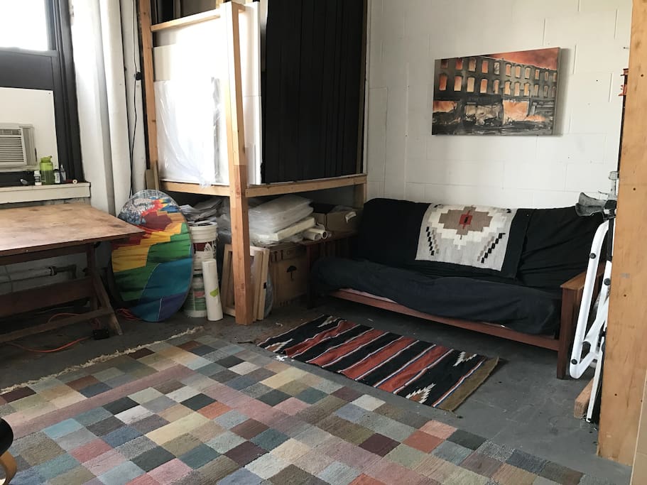 View of the fold out bed in the studio area