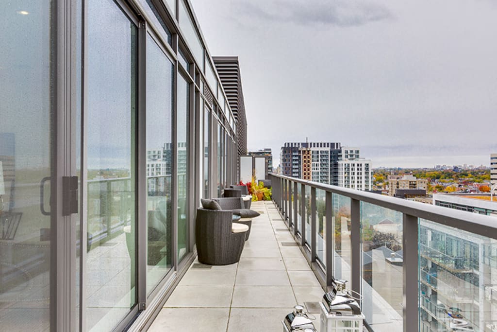 Huge patio with a view of downtown Toronto