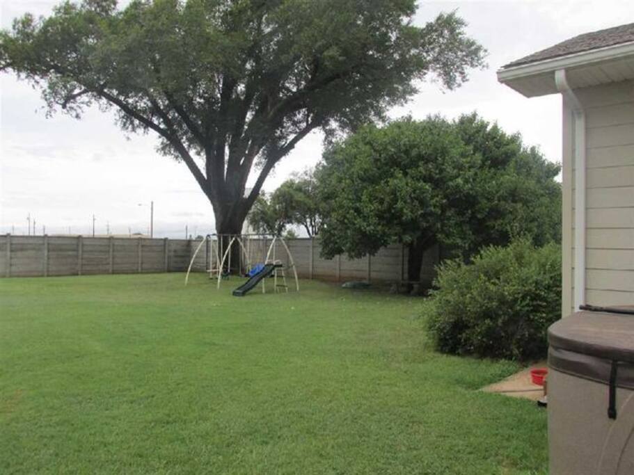 Large fenced in back yard for children and pets.