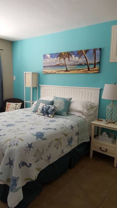 Rest in a comfortable queen size bed.