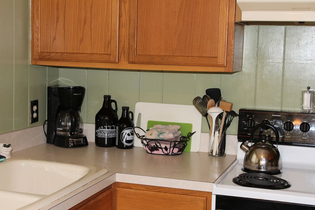 Kitchen has all the comforts of home.
