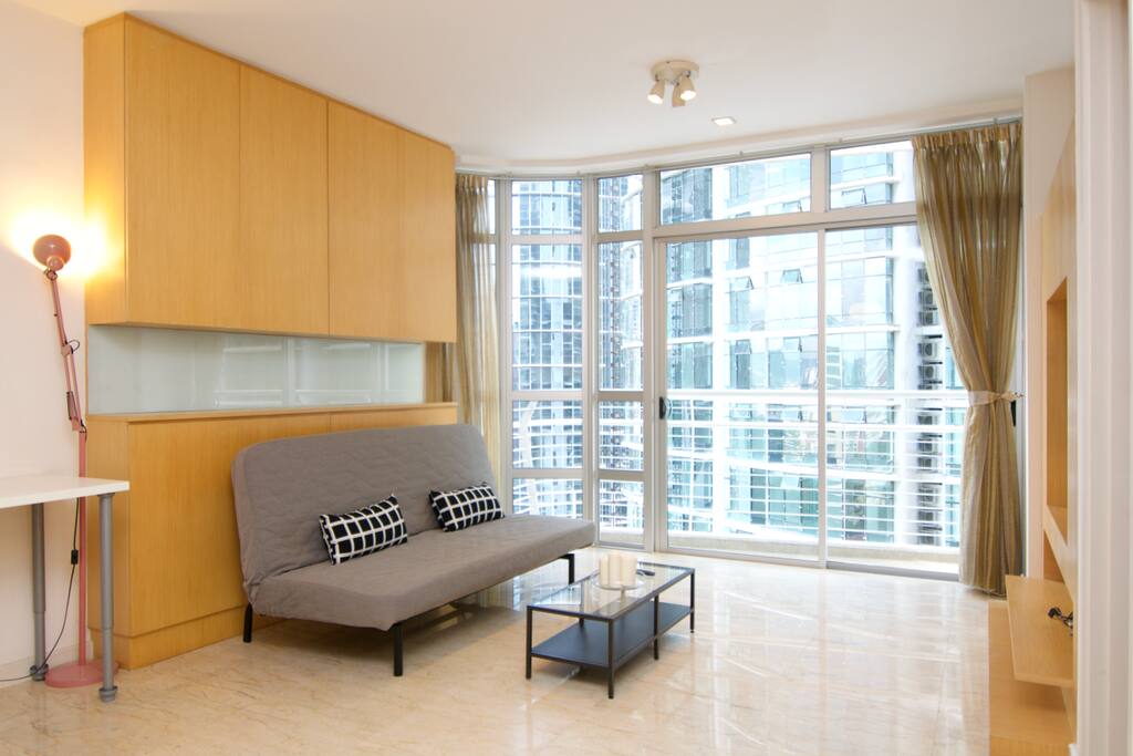 Queen-sized sofa bed in the living hall