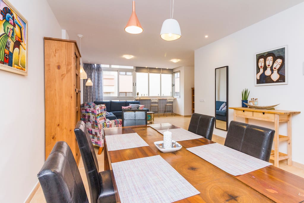 View of the living room from the dining area