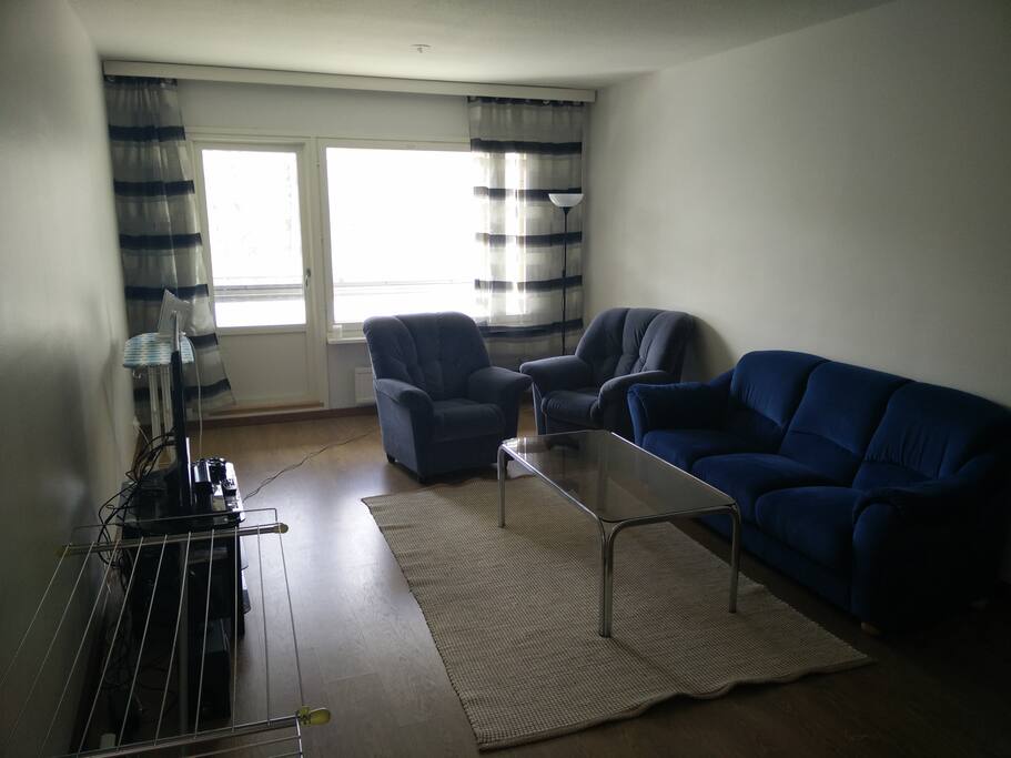 Big and cozy living room. One single bed here and the sofa