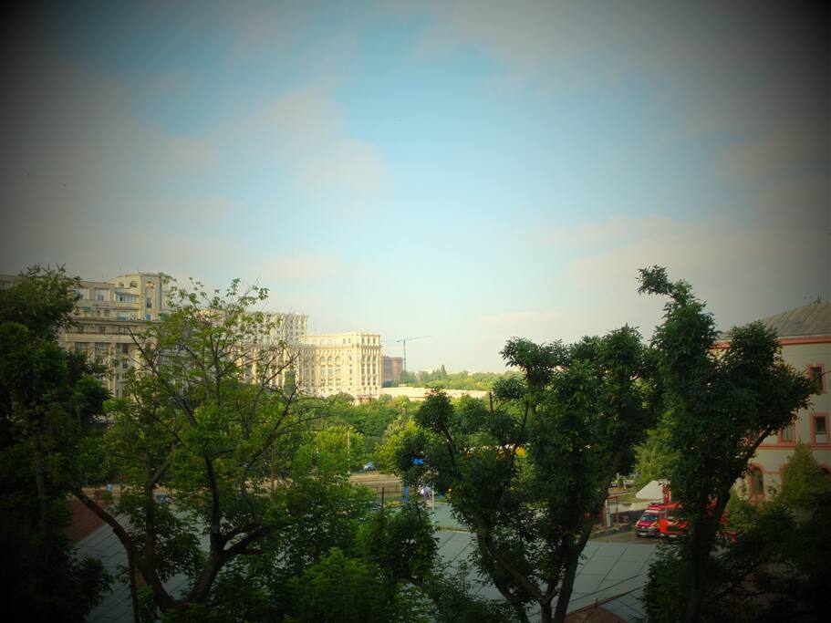 The Romanian House of Parliament - view from The Bookcase Room's window