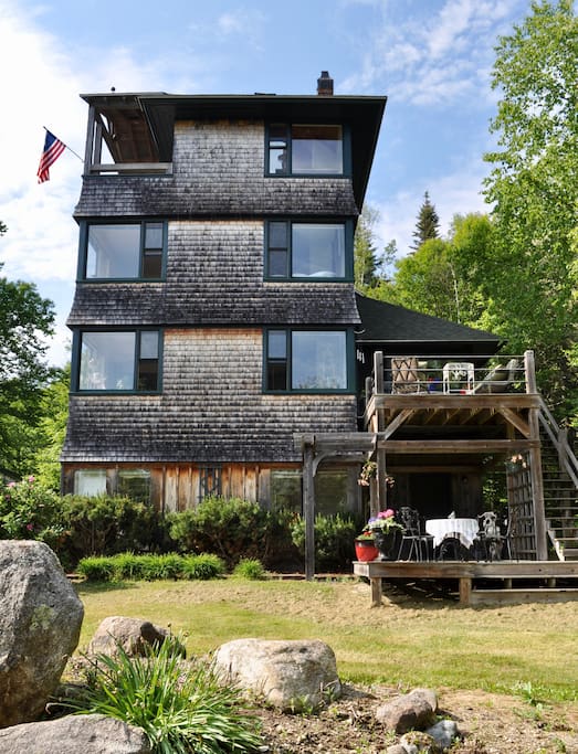 Outdoor decks on three levels.
