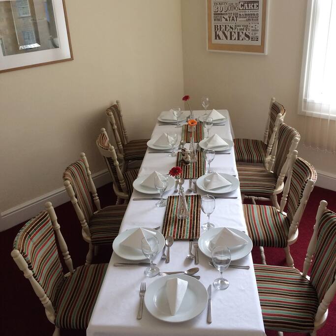 Showing the dining table laid up