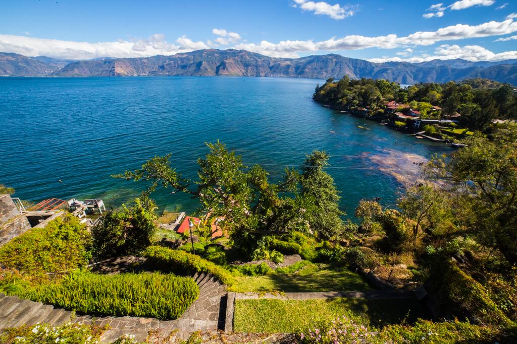 Our gorgeous view, garden and stairs to get to the lake below.
