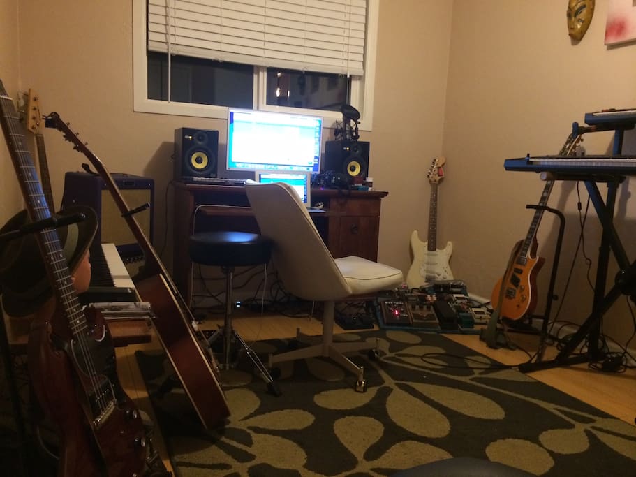 Guitars, keys, software, pedals galore.
