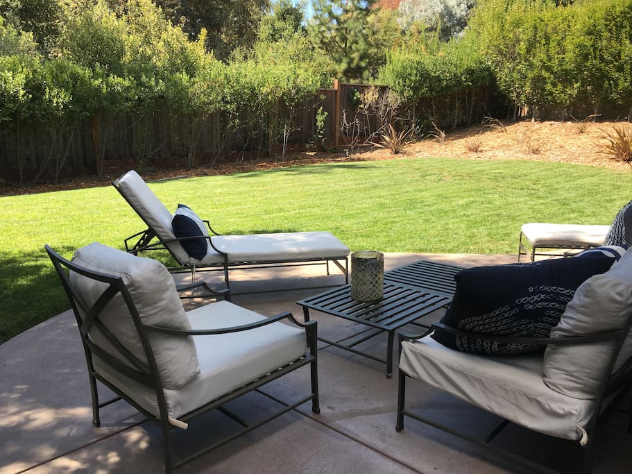 Lounging in the private back yard