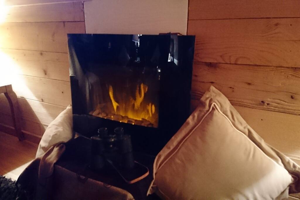 The hightech electric fireplace.