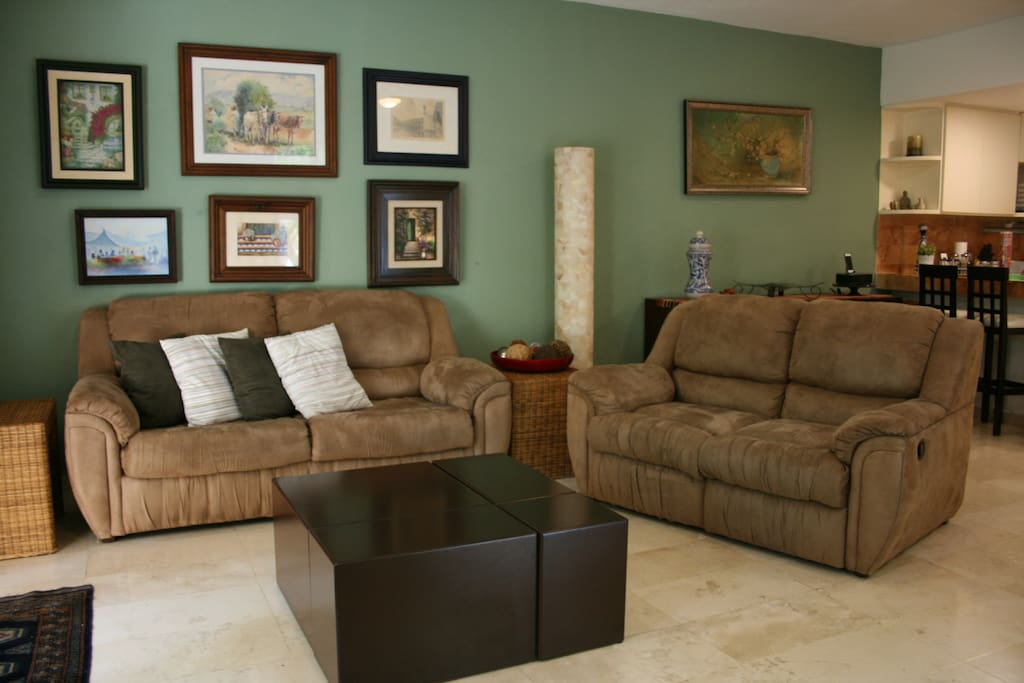Cozy living room with double sofa bed