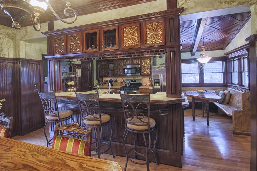 Spacious kitchen and dining room.