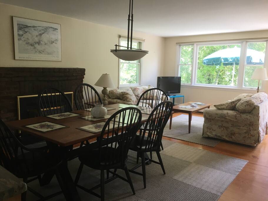 Open dining and living room area
