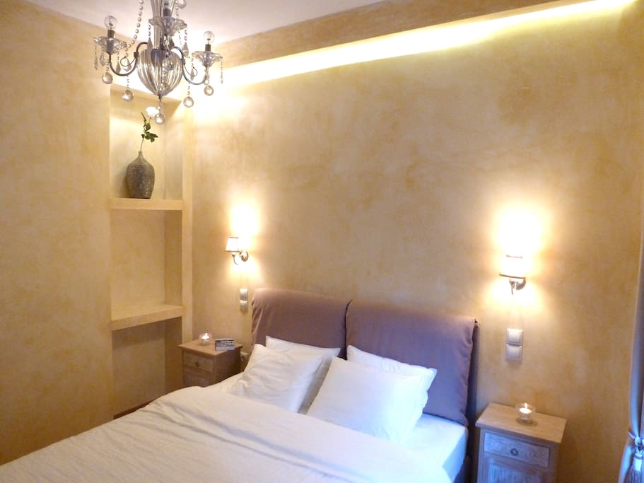 Lightening design in bedroom was created for romantic atmosphere.