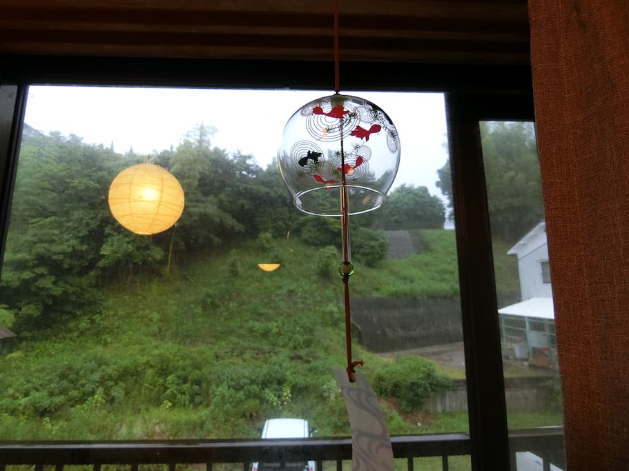 This is Furin, Japanese Wind Charms. When the wind blows, they make soothing chiming sound that will make you feel very relaxed. It is also believed to ward off evil spirits.