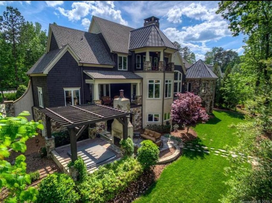 Lakeside view of house
