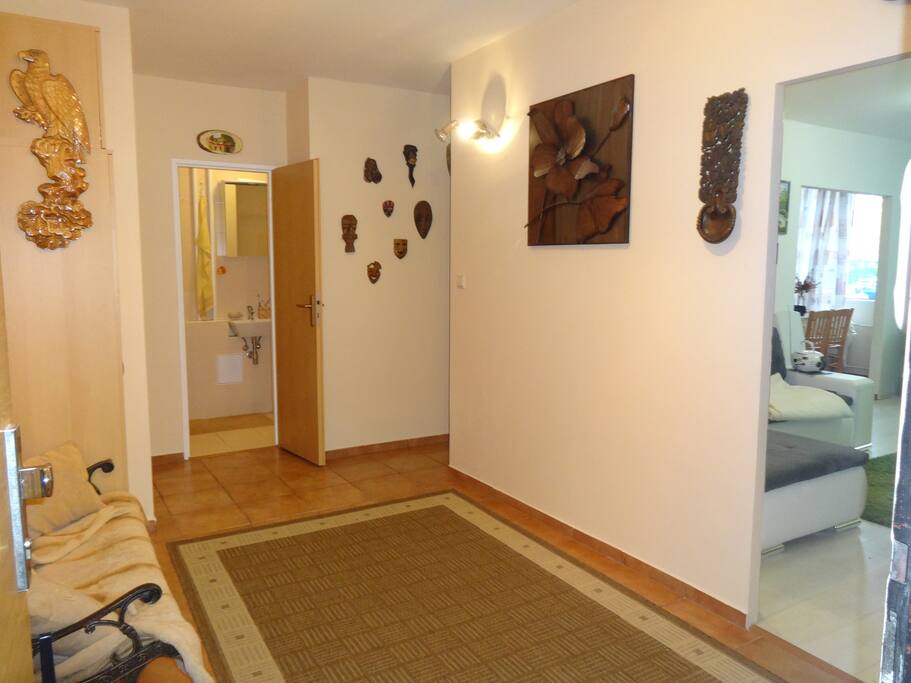 Hall, bathroom on the left
