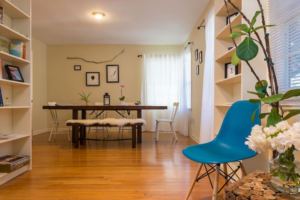 Large dining room table is perfect for meals or working on your laptop.