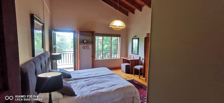 جرة ليلية، سريران مفردان مع حمام داخلي وشرفة 