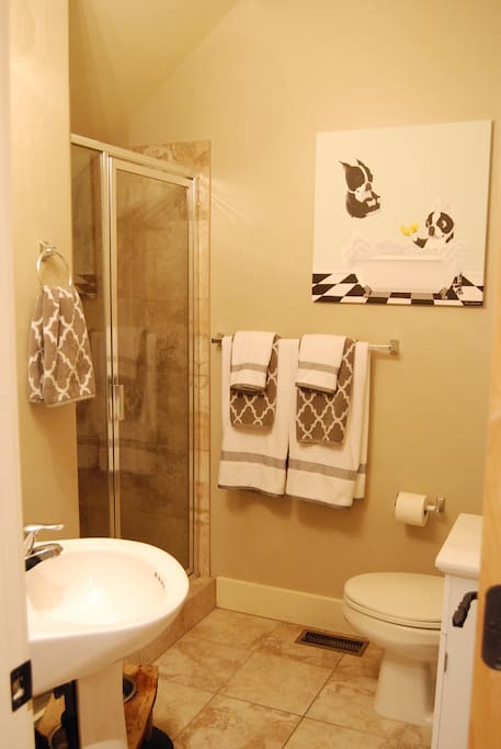 Downstairs full bathroom with shower