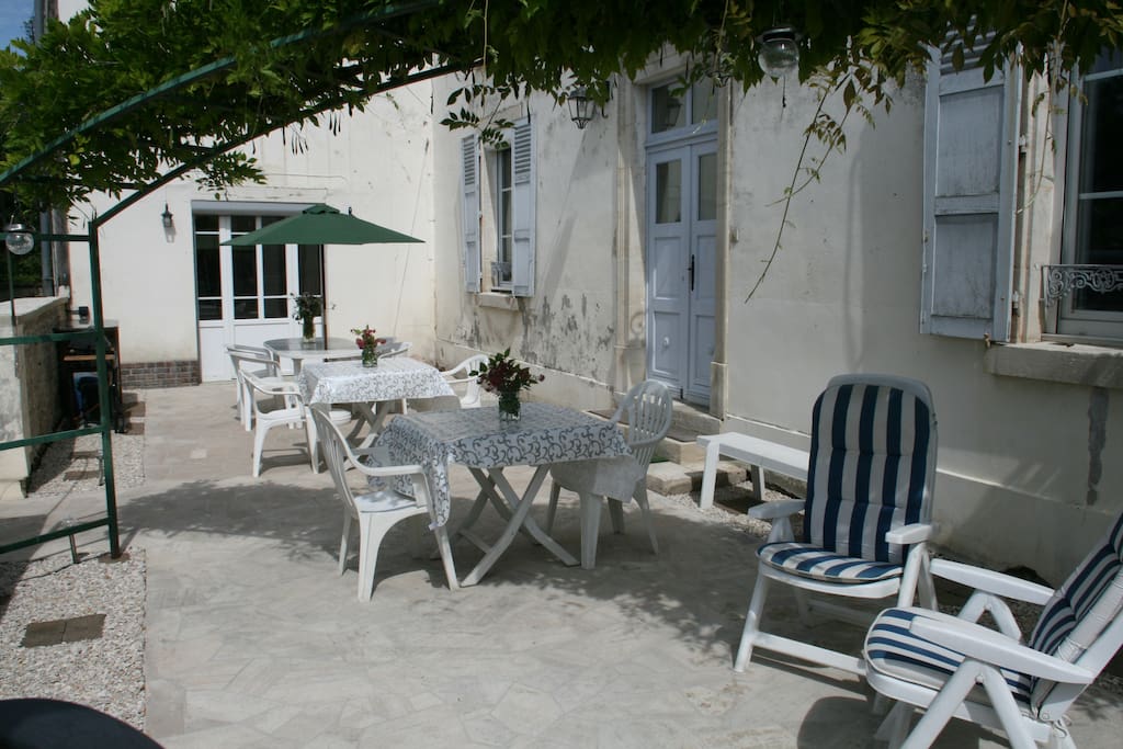 Breakfast is served on the terrace in the sunshine