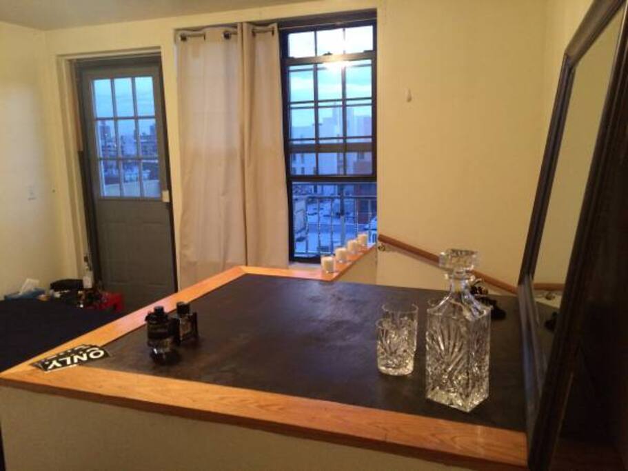 Bedroom. Yes, Whiskey will be provided.