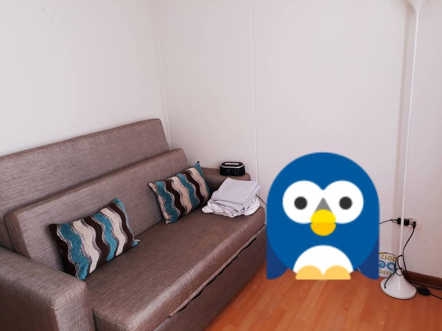 DORMITORIO CON SOFA CAMA 2 PLAZAS MATRIMONIAL, SABANAS Y COBERTORES INCLUIDOS