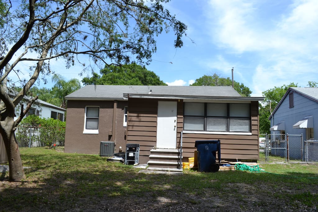 Backyard view of bungalow