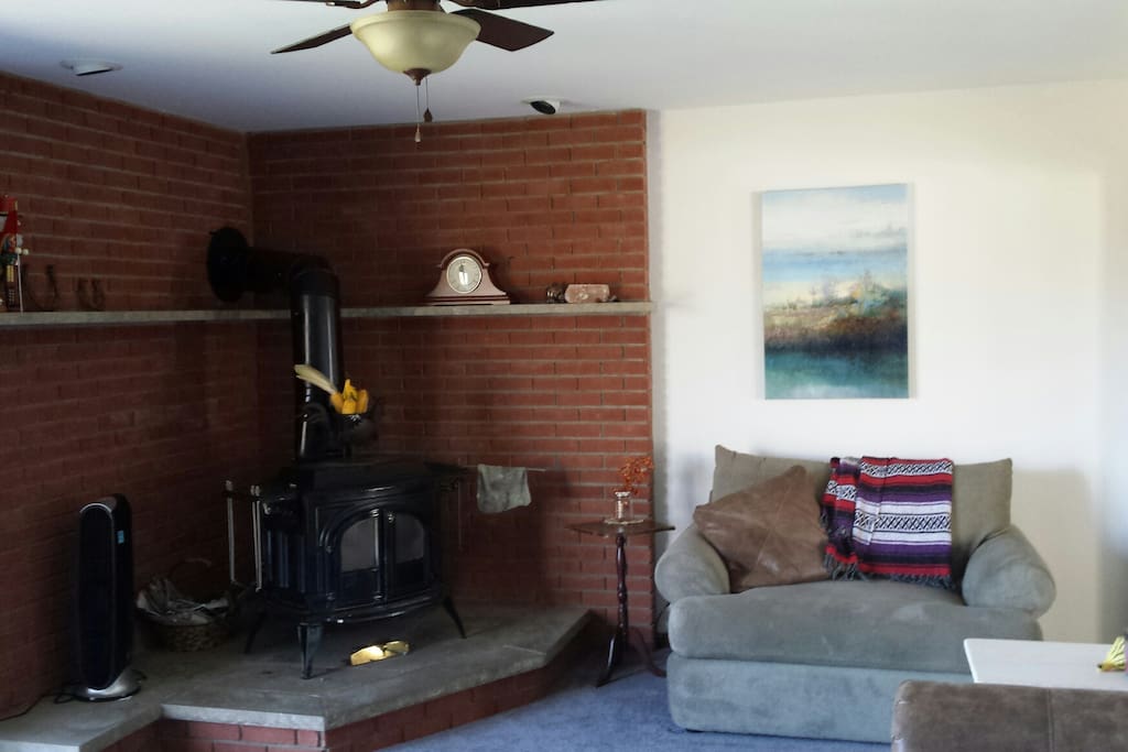 Cozy fireplace in the living room.