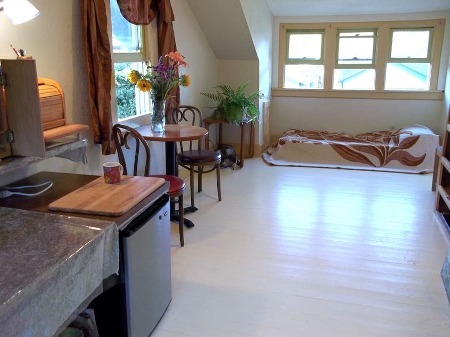 spacious activity room with extra bed on the floor for kids or extra friends