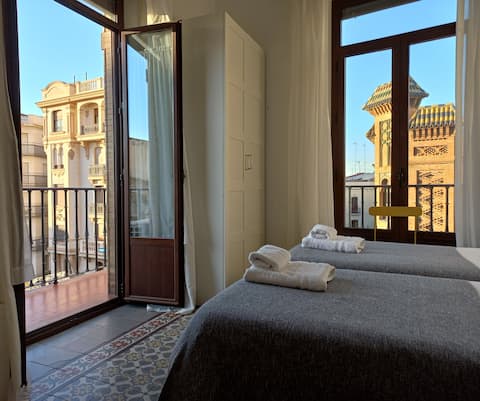 Bright and sunny apartment, five balconies and terrace.