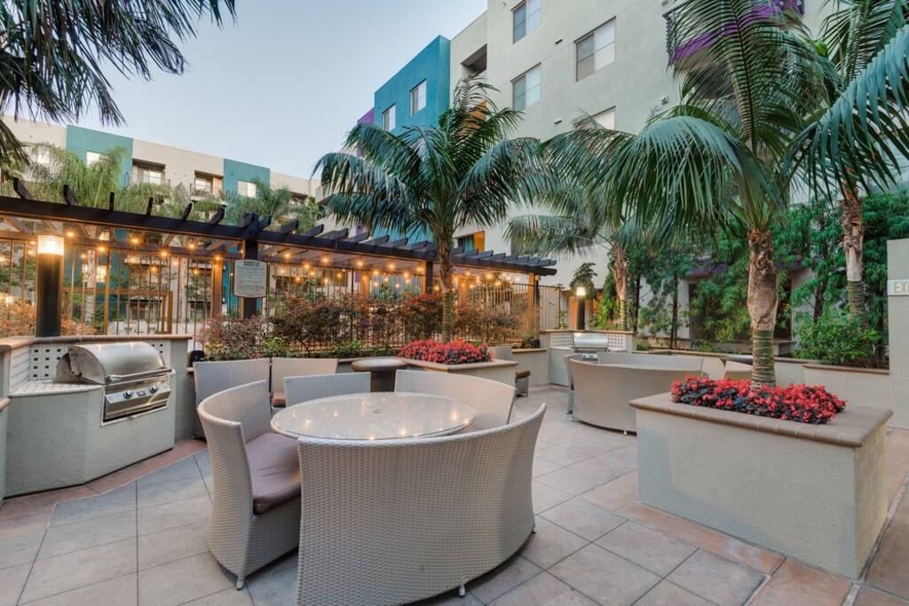 BBQ Grill and outside lounge area.