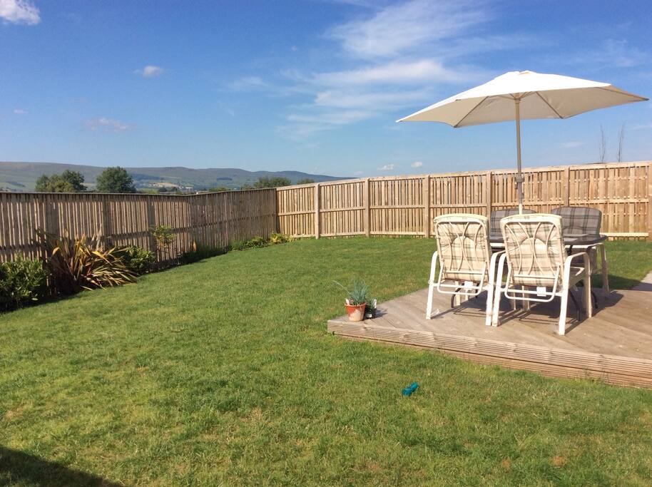 Patio seating area in private garden