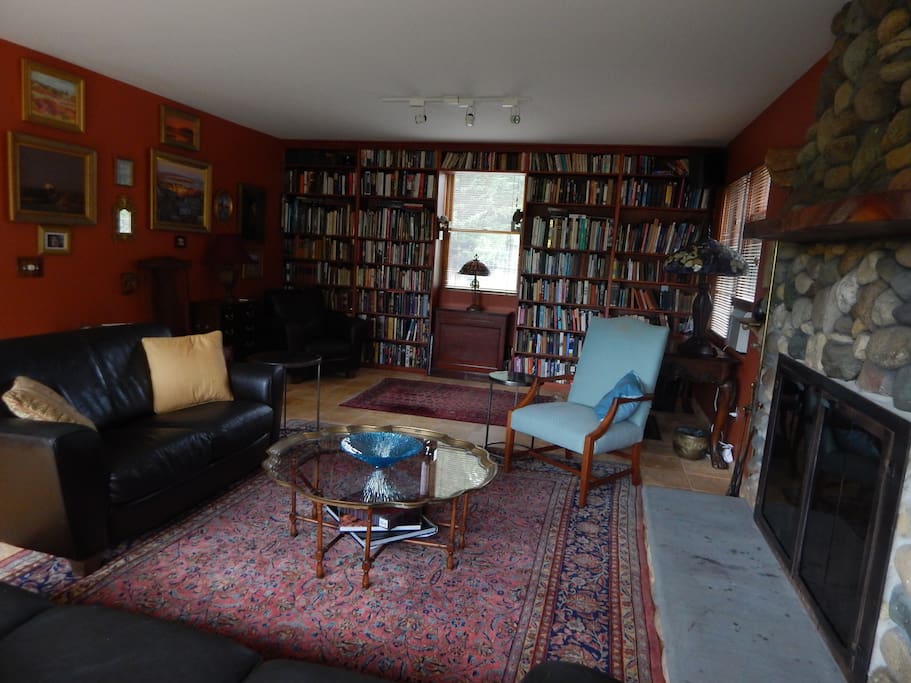 living room with library