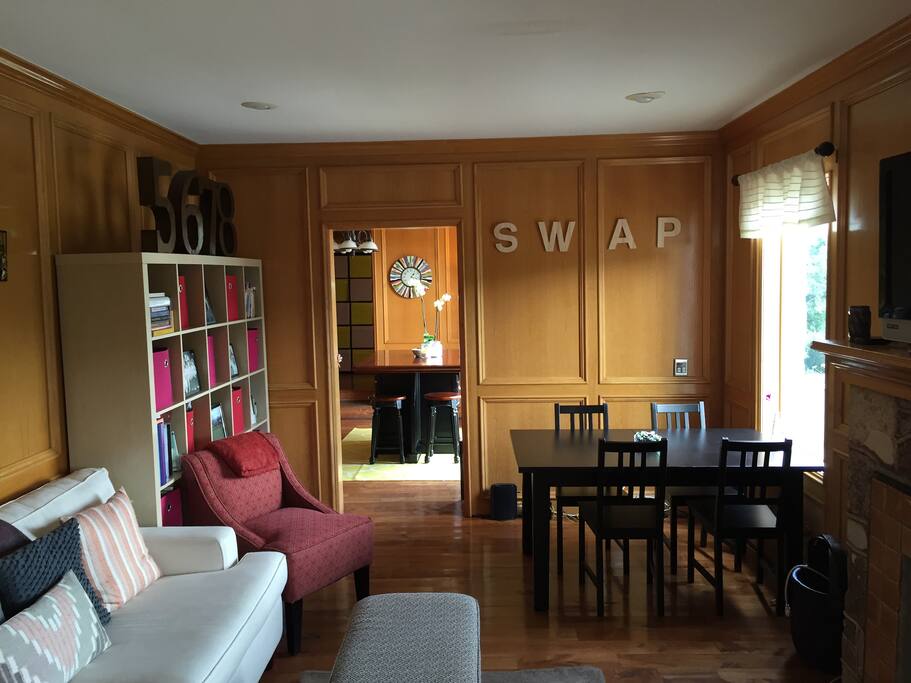 Welcome home! Chill in the living room watching netflix on our smart TV (new since this photo)